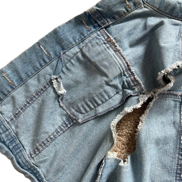 Jeans Vest y2K New Look Ladies Faded Blue Denim Size 1X‎ Stretch Y2K Biker - Picture 3 of 13